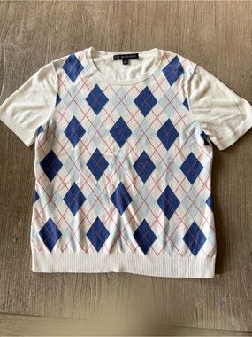 Brooks Brothers Eclectic Grandpa Argyle Sweater Short sleeve 100% Cotton L